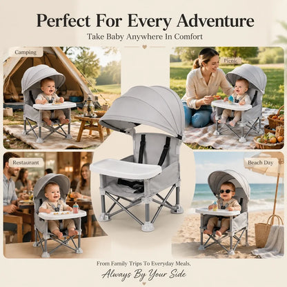 ✈️ Portable Baby High Chair with Safety Harness | Fold, Carry & Feed Anywhere