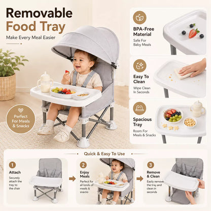 ✈️ Portable Baby High Chair with Safety Harness | Fold, Carry & Feed Anywhere