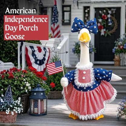 🦢🇺🇸The 250th US Anniversary Edition Porch Goose Decor Set — (Includes Bow & USA Flag) ❤️🤍💙