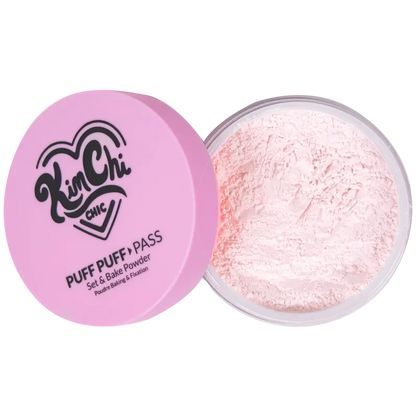 KimChi Chic Puff Puff Pass Set & Bake Powder 24g | Rice Powder & Vitamin-E | Lightweight Translucent Setting Powder | 10 Shades