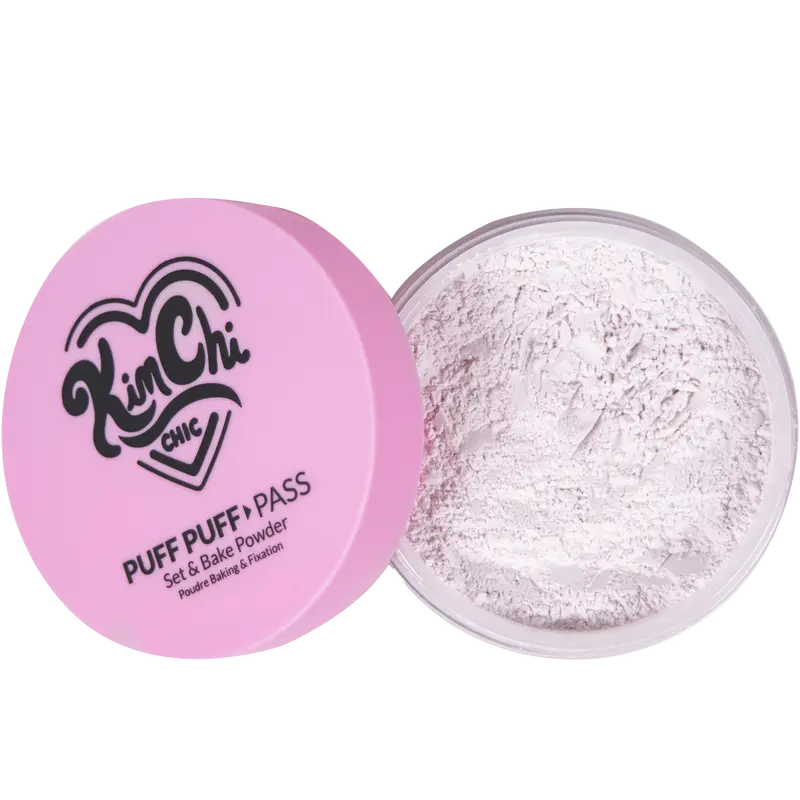 KimChi Chic Puff Puff Pass Set & Bake Powder 24g | Rice Powder & Vitamin-E | Lightweight Translucent Setting Powder | 10 Shades