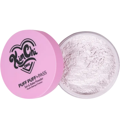 KimChi Chic Puff Puff Pass Set & Bake Powder 24g | Rice Powder & Vitamin-E | Lightweight Translucent Setting Powder | 10 Shades