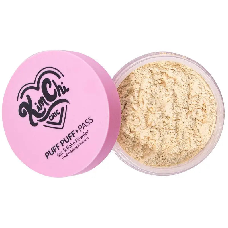 KimChi Chic Puff Puff Pass Set & Bake Powder 24g | Rice Powder & Vitamin-E | Lightweight Translucent Setting Powder | 10 Shades