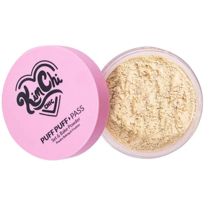 KimChi Chic Puff Puff Pass Set & Bake Powder 24g | Rice Powder & Vitamin-E | Lightweight Translucent Setting Powder | 10 Shades