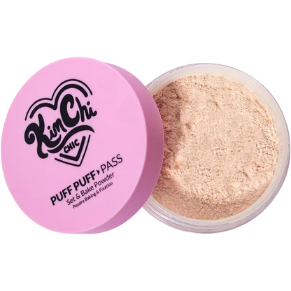 KimChi Chic Puff Puff Pass Set & Bake Powder 24g | Rice Powder & Vitamin-E | Lightweight Translucent Setting Powder | 10 Shades