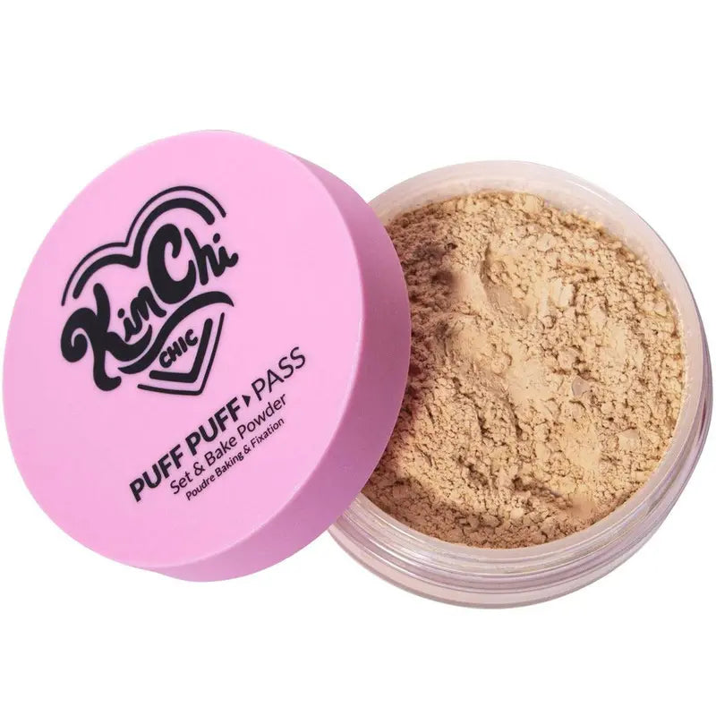 KimChi Chic Puff Puff Pass Set & Bake Powder 24g | Rice Powder & Vitamin-E | Lightweight Translucent Setting Powder | 10 Shades