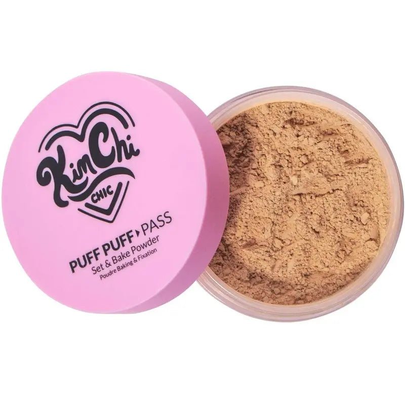 KimChi Chic Puff Puff Pass Set & Bake Powder 24g | Rice Powder & Vitamin-E | Lightweight Translucent Setting Powder | 10 Shades