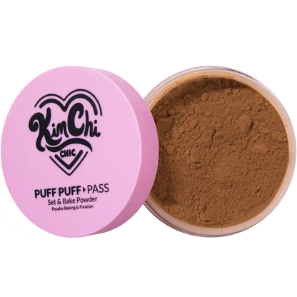 KimChi Chic Puff Puff Pass Set & Bake Powder 24g | Rice Powder & Vitamin-E | Lightweight Translucent Setting Powder | 10 Shades