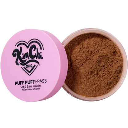 KimChi Chic Puff Puff Pass Set & Bake Powder 24g | Rice Powder & Vitamin-E | Lightweight Translucent Setting Powder | 10 Shades
