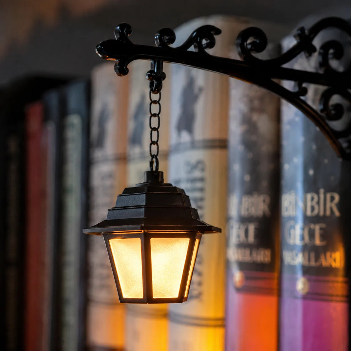 Bookshelf Lantern Light