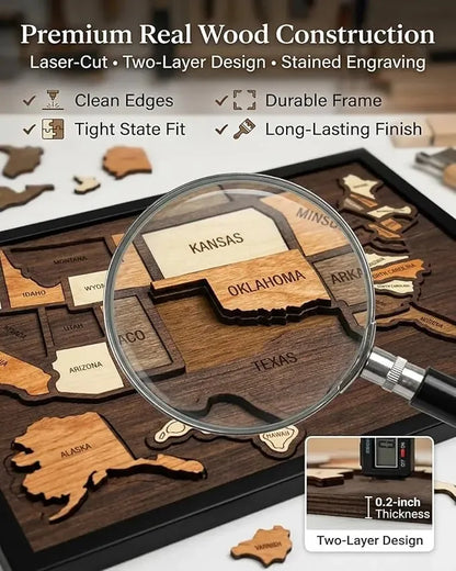 Wooden USA Travel Map Puzzle