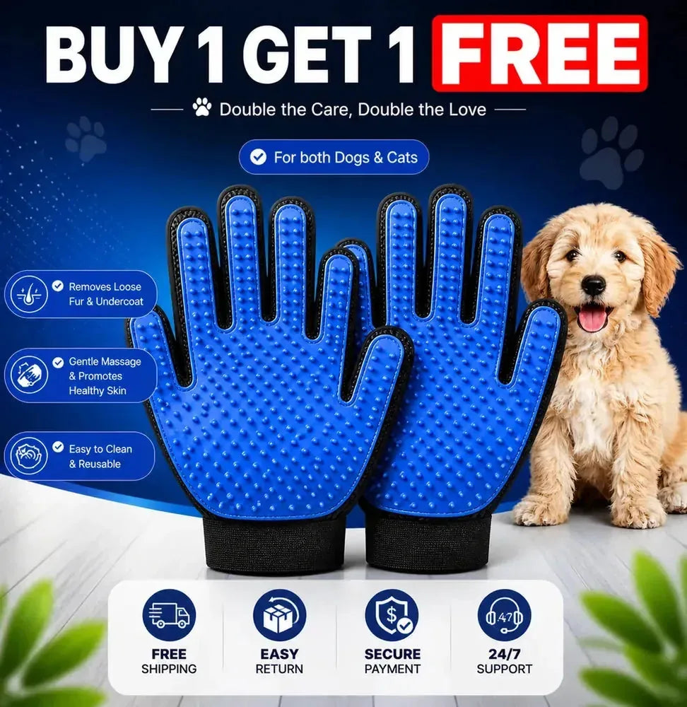 Double-Sided Pet Grooming Gloves – Left & Right Pair