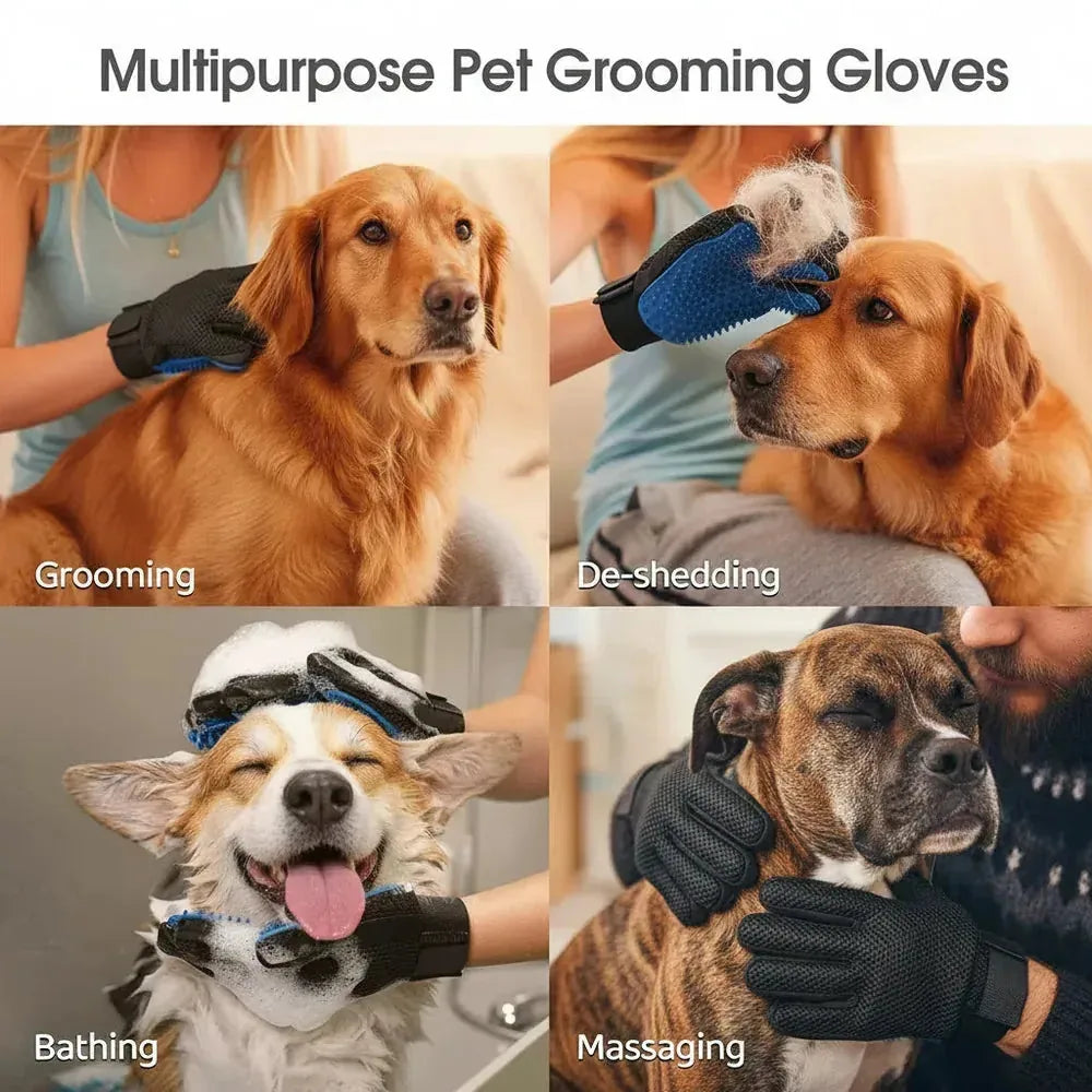 Double-Sided Pet Grooming Gloves – Left & Right Pair