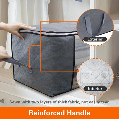 90L Clothes Storage Bags Clothing Organizers with Reinforced Handles