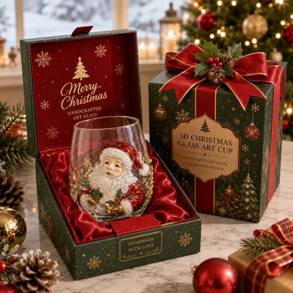 Raised 3D Christmas Art Glass Cup