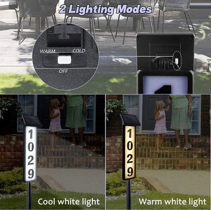 Solar Lighted House Address Numbers Sign