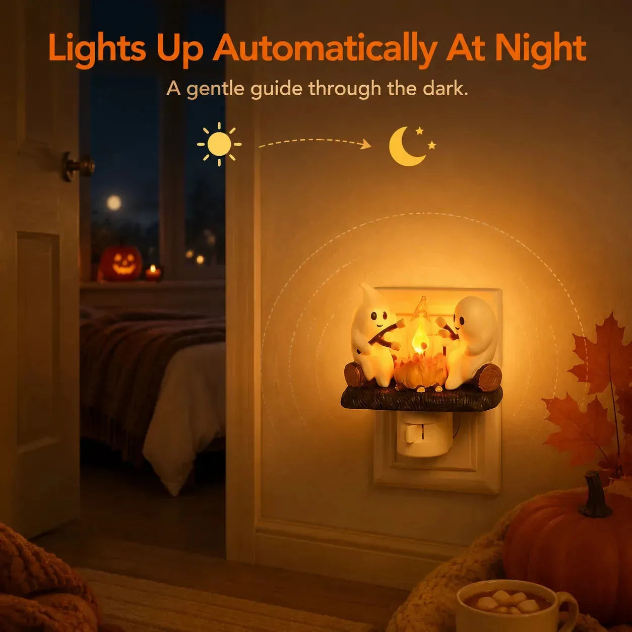 Ghost Campfire Halloween Plug-In Night Light