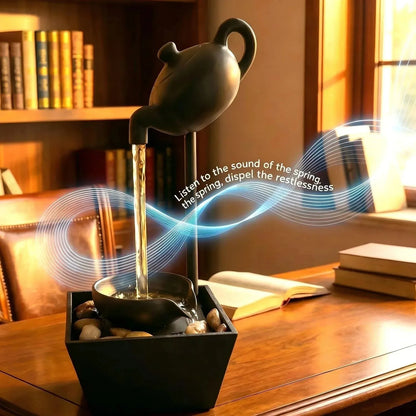 Floating Teapot Indoor Tabletop Fountain with Light