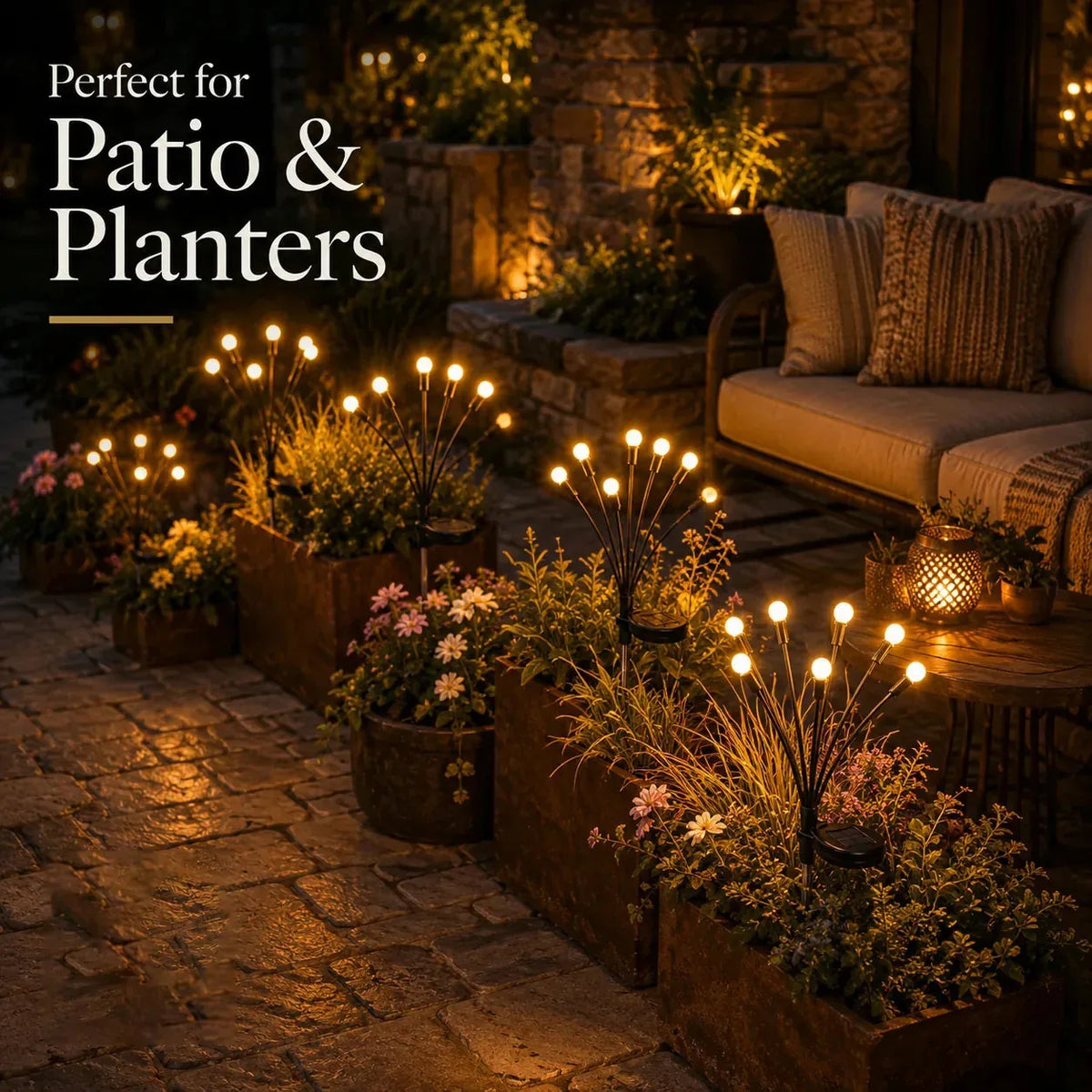 Outdoor Solar Firefly Lights 2 Pack 20 LED Waterproof Garden Stake Lights