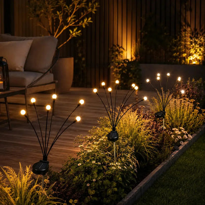 Outdoor Solar Firefly Lights 2 Pack 20 LED Waterproof Garden Stake Lights