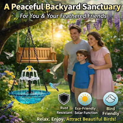 Solar Cascade Hanging Bird Bath Fountain
