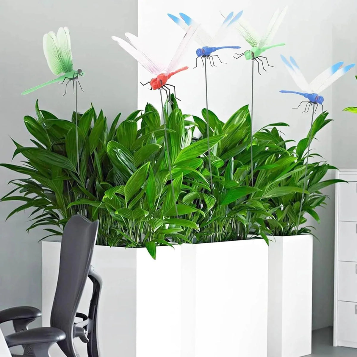 8 Pack 3D Dragonfly Garden Stakes Decor