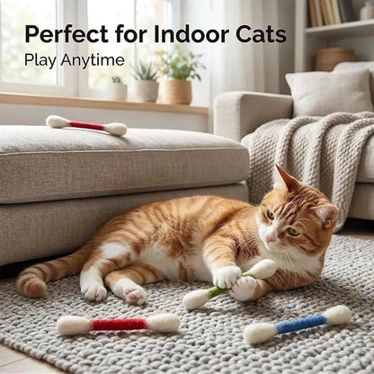 Giant Cotton Swab Cat Toy with Catnip 12PCS