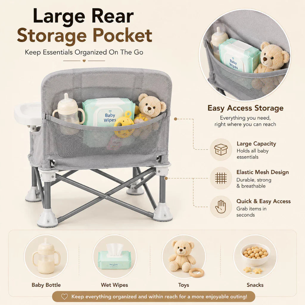 ✈️ Portable Baby High Chair with Safety Harness | Fold, Carry & Feed Anywhere