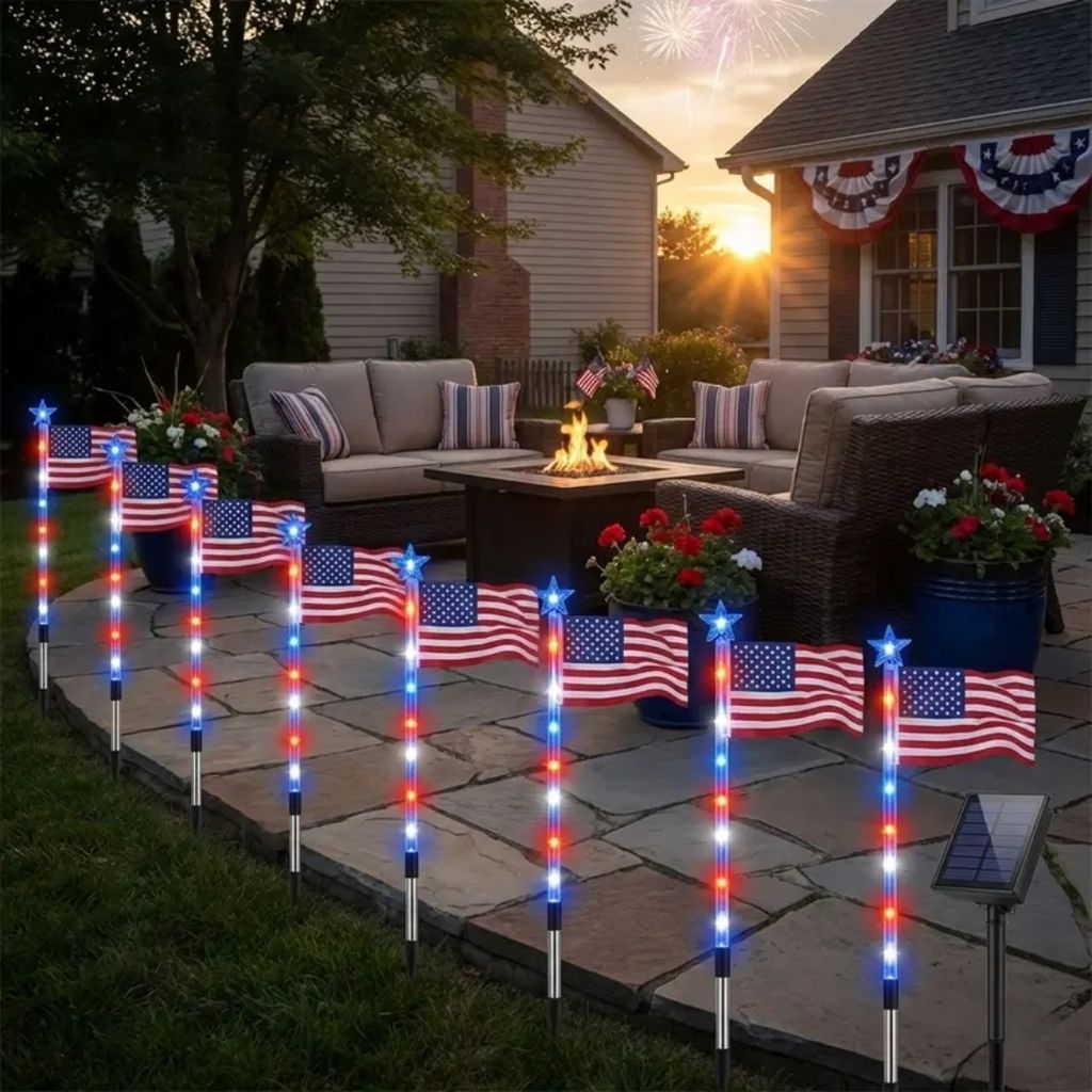 Limited Edition 2026 USA 250th Anniversary 8 Solar Flag Lights – 1776–2026 Heritage Edition 🇺🇸