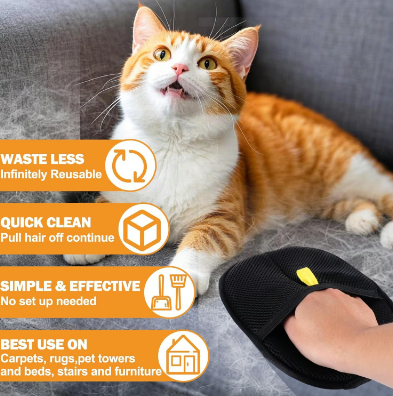 🔥Latest Technology🔥🐾🧤 Pet Hair Remover Electrostatic Gloves – Double-Sided Efficient, Soft Silicone & Washable Reusable (Versatile Home+Car)!