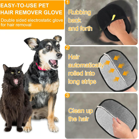 🔥Latest Technology🔥🐾🧤 Pet Hair Remover Electrostatic Gloves – Double-Sided Efficient, Soft Silicone & Washable Reusable (Versatile Home+Car)!