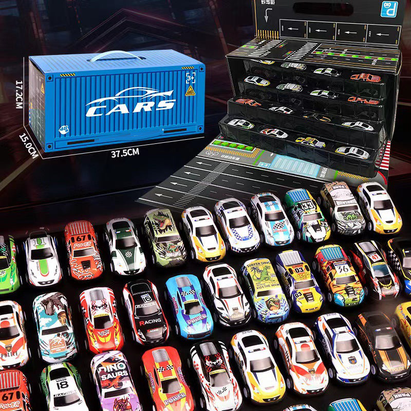 🎁48 Mini Pull-Back Cars with Built-In Garage Set