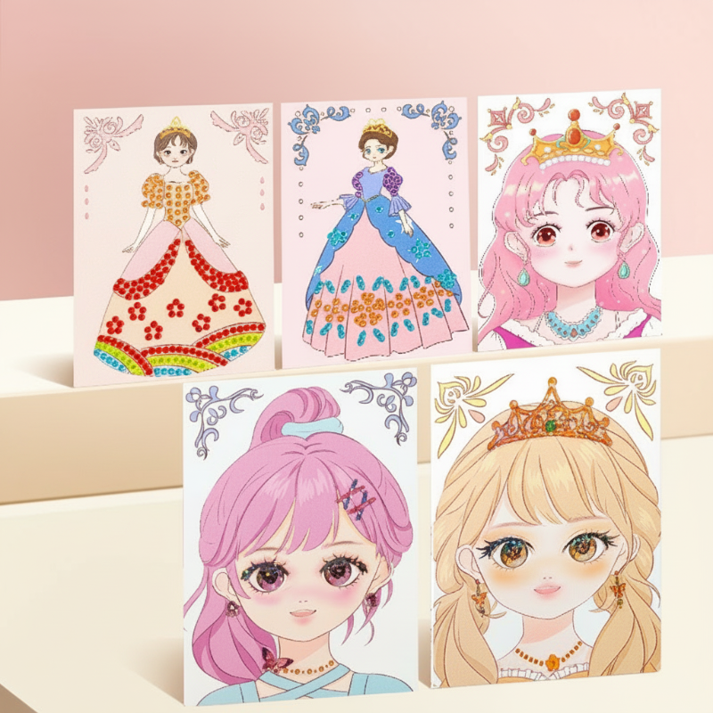 👑 50% OFF NOW! 🎨 Princess Makeup & Diamond Painting Craft Kit – Mess-Free Paper Play, Realistic Fun for Girls ✨
