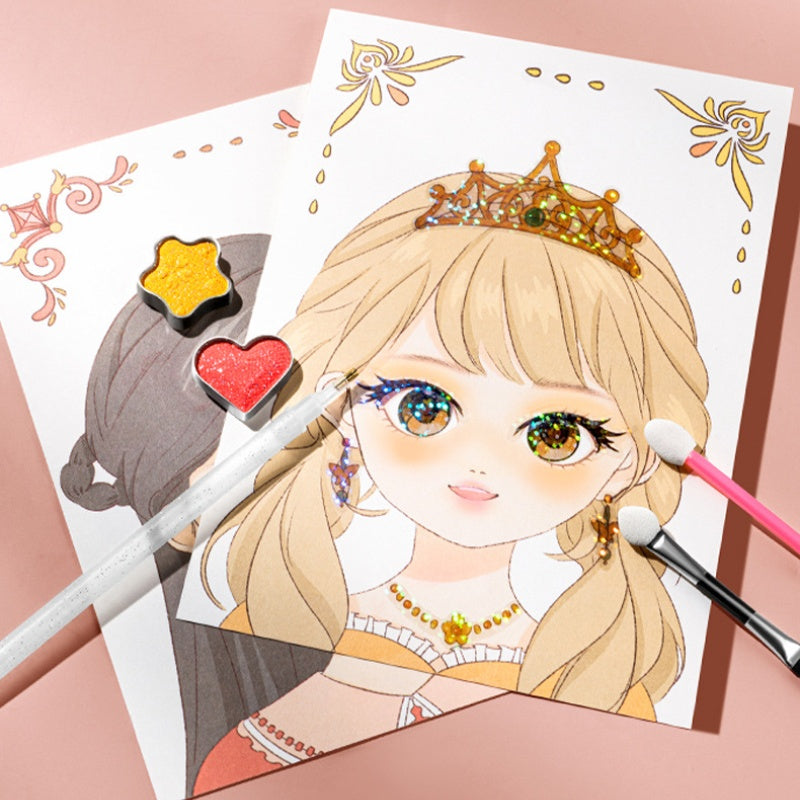 👑 50% OFF NOW! 🎨 Princess Makeup & Diamond Painting Craft Kit – Mess-Free Paper Play, Realistic Fun for Girls ✨