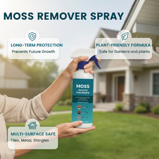 Multi-Surface Roof Moss & Algae Cleaner Spray 🏠✨ | Professional Stain Remover & Protective Shield