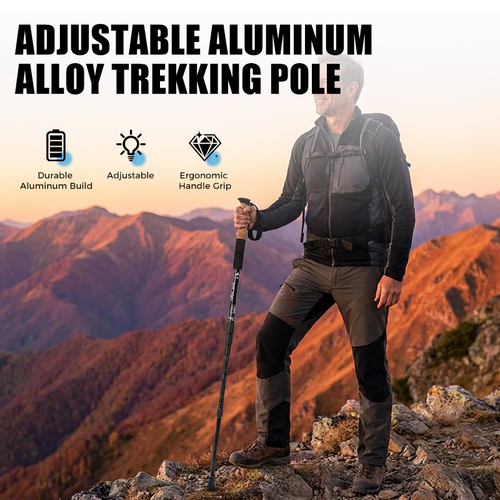 ⛰️Adjustable Aluminum Alloy Trekking Pole – Durable, Shock-Absorbing, Lightweight 🌲
