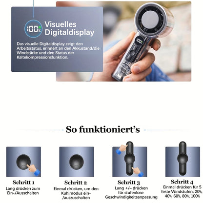 ⏳Time-Limited Special⏰Bladeless Portable Refrigeration Fan, 100+ Speed Adjustable Personal Mini Cooling Fan with Digital Display
