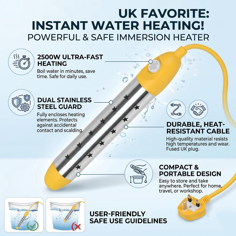 ⏳Time-Limited Special⏰Safe Anti-Scald Immersion Heater for Travel & Home – Compact & overheat protection – Perfect for heating drinks or baby food while travelling – dual voltage & fast heating 🔥