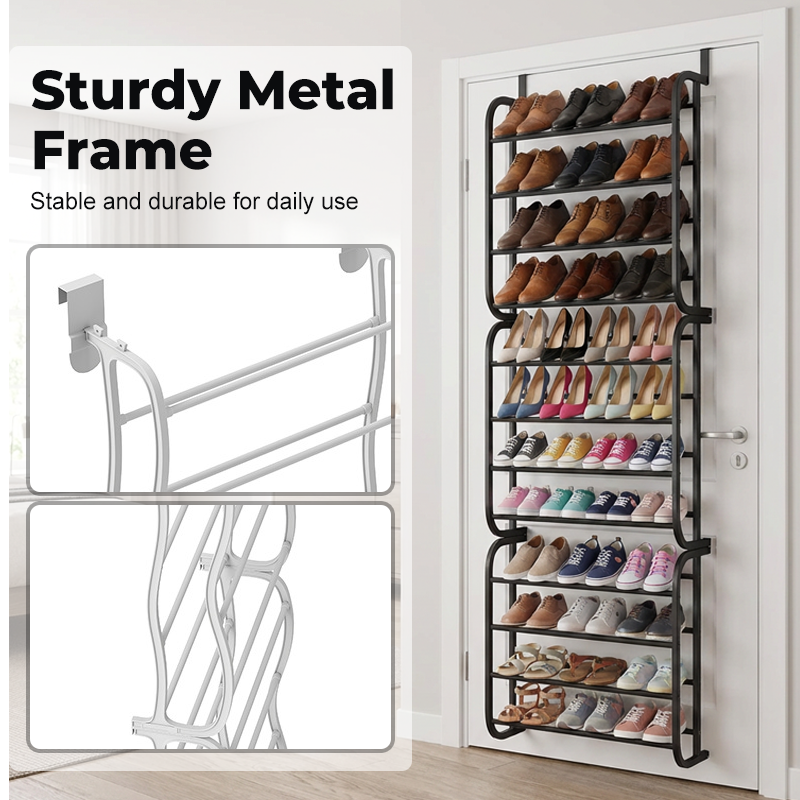 👟  Over-the-Door Shoe Rack Organizer – 24 pockets & tool-free install – Fits standard doors, holds up to 24 pairs – perfect for entryway or closet 🚪✨