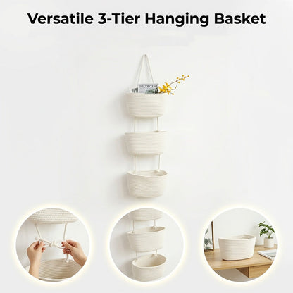 🧺 LIMITED-TIME 50% OFF! ✨ Wall-Hanging Storage Organizer – 3-Tier, Boho Style, Space-Saving 🏡