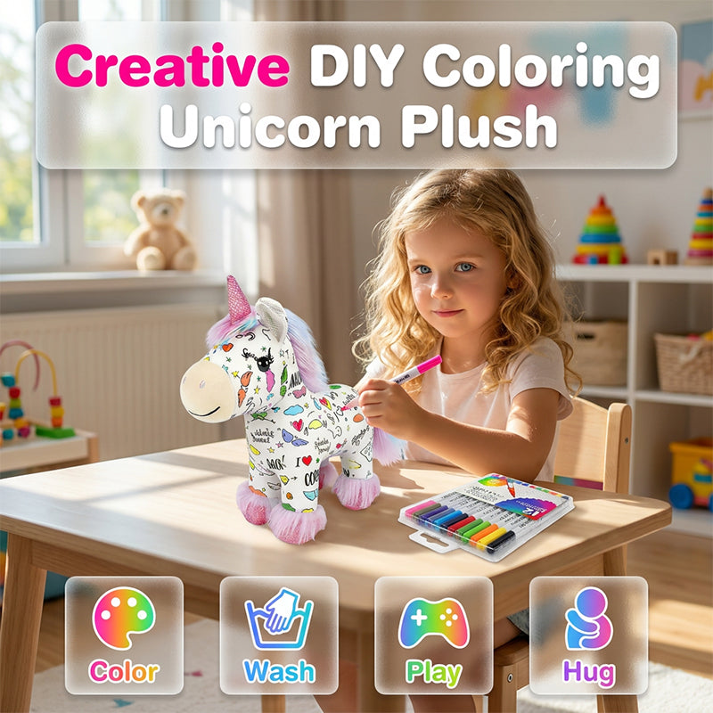 🌈DIY Color-In Unicorn Plush Toy Kit