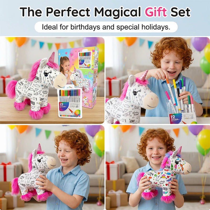 🌈DIY Color-In Unicorn Plush Toy Kit