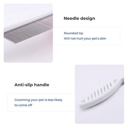 🛁 Multifunctional Pet Grooming Comb – Fine stainless steel needles – Removes tear stains, fleas & tangles – gentle on skin, effective for cats and dogs ✨🐶