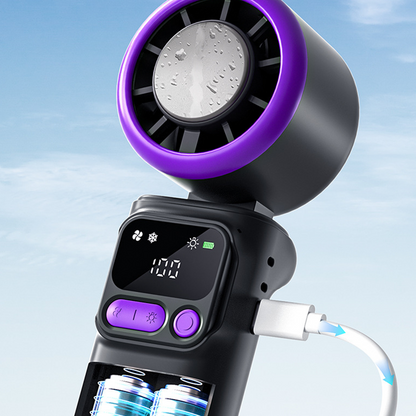 ⏳Time-Limited Special⏰Portable cooling fan with ice compression plate – evaporative cooling, 3 speed settings & rechargeable battery – perfect for hot days, the office and outdoors ✨