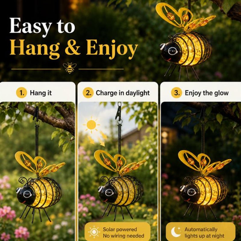 ⏳Time-Limited Special⏰Outdoor Hanging Solar Bee Light - Perfect Gift For Plant Lovers Moms Or Literally Anyone Who Smiles❤️