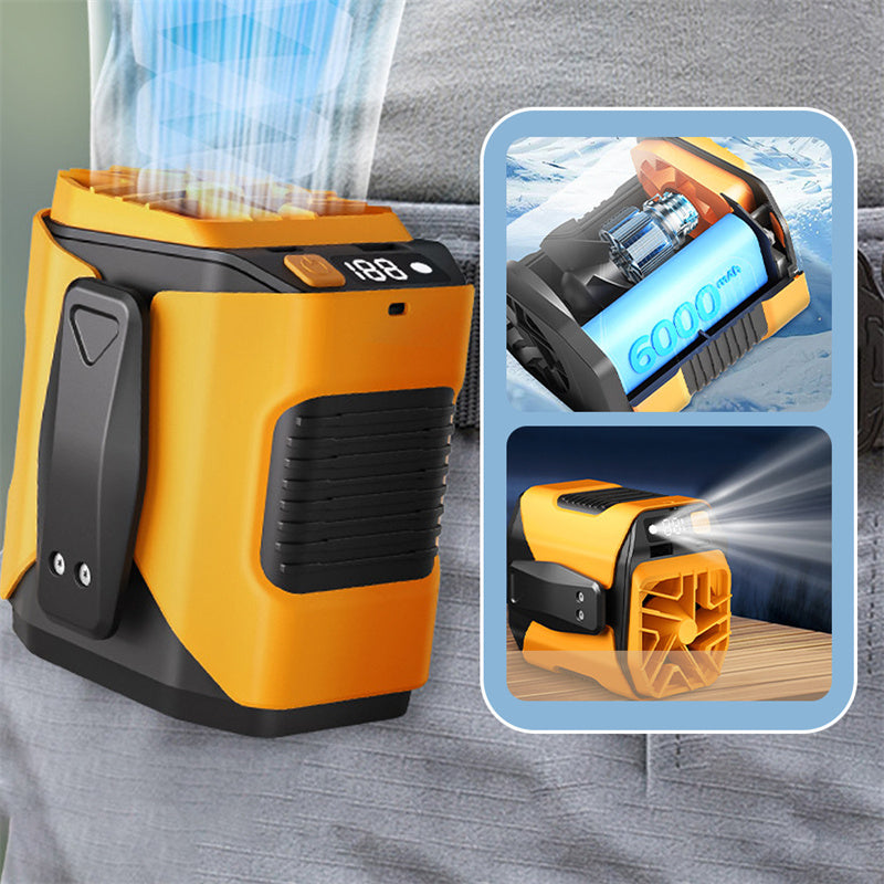 🔥2026 Summer Hot Sales!!!⏰Hands-Free Waist Portable Fan 💨 | 6000mAh Battery Power Bank 🔋 | 100 Speeds Airflow 🌬️ | LED Light 🔦 | Belt Clip Cooling Fan for Outdoor, Jobsite & Travel 🌞