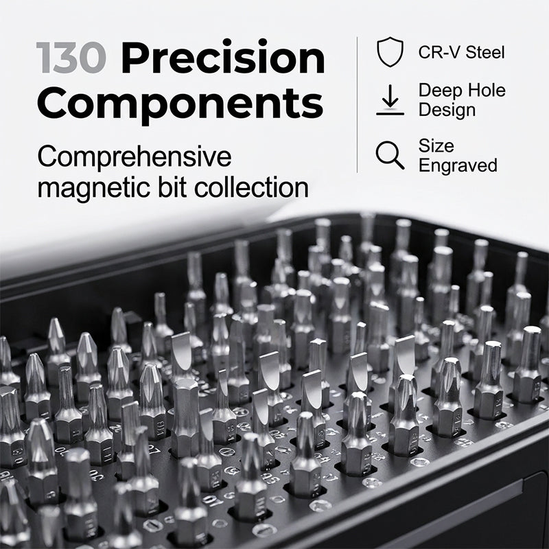 130-in-1 Magnetic Precision Screwdriver Set with Portable Storage Case