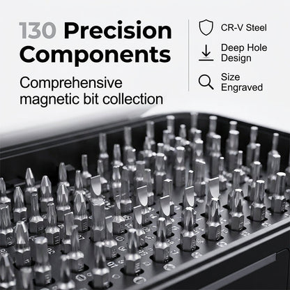 130-in-1 Magnetic Precision Screwdriver Set with Portable Storage Case