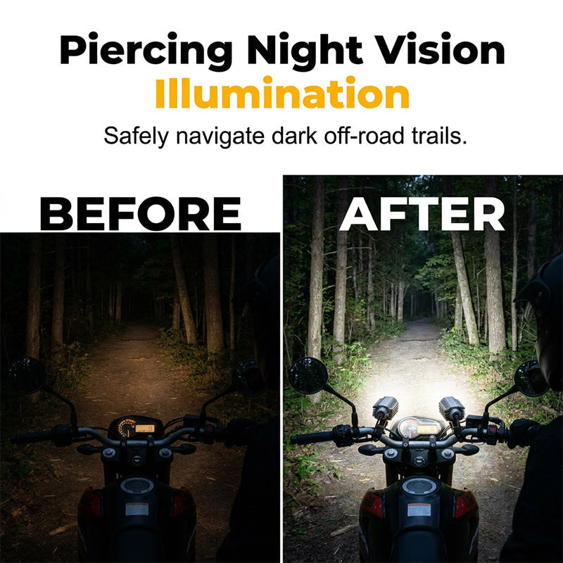 🔥Universal Motorcycle LED Spotlight Dual Color Auxiliary Driving Light