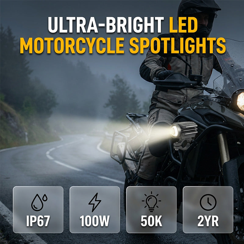 🔥Universal Motorcycle LED Spotlight Dual Color Auxiliary Driving Light